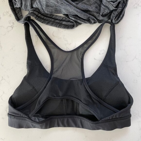 Lululemon Glide and Stride 2 in 1 Luon Tank Top Circle Mesh Heathered Black Sz 6 - Picture 8 of 10